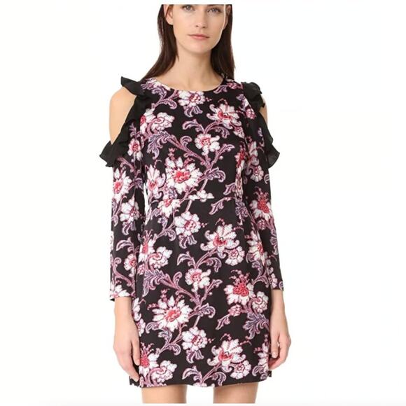 Club Monaco Teodora Floral Print Cold-Shoulder Mini Dress - Picture 1 of 7